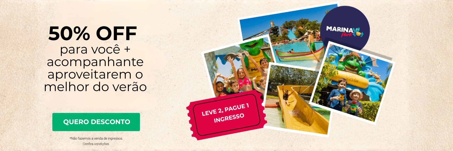 50% OFF no ingresso do Marina Park